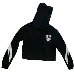 Womens Supernova Est 1982 Crop Fleece Hoodie Black Long Sleeve Sz M